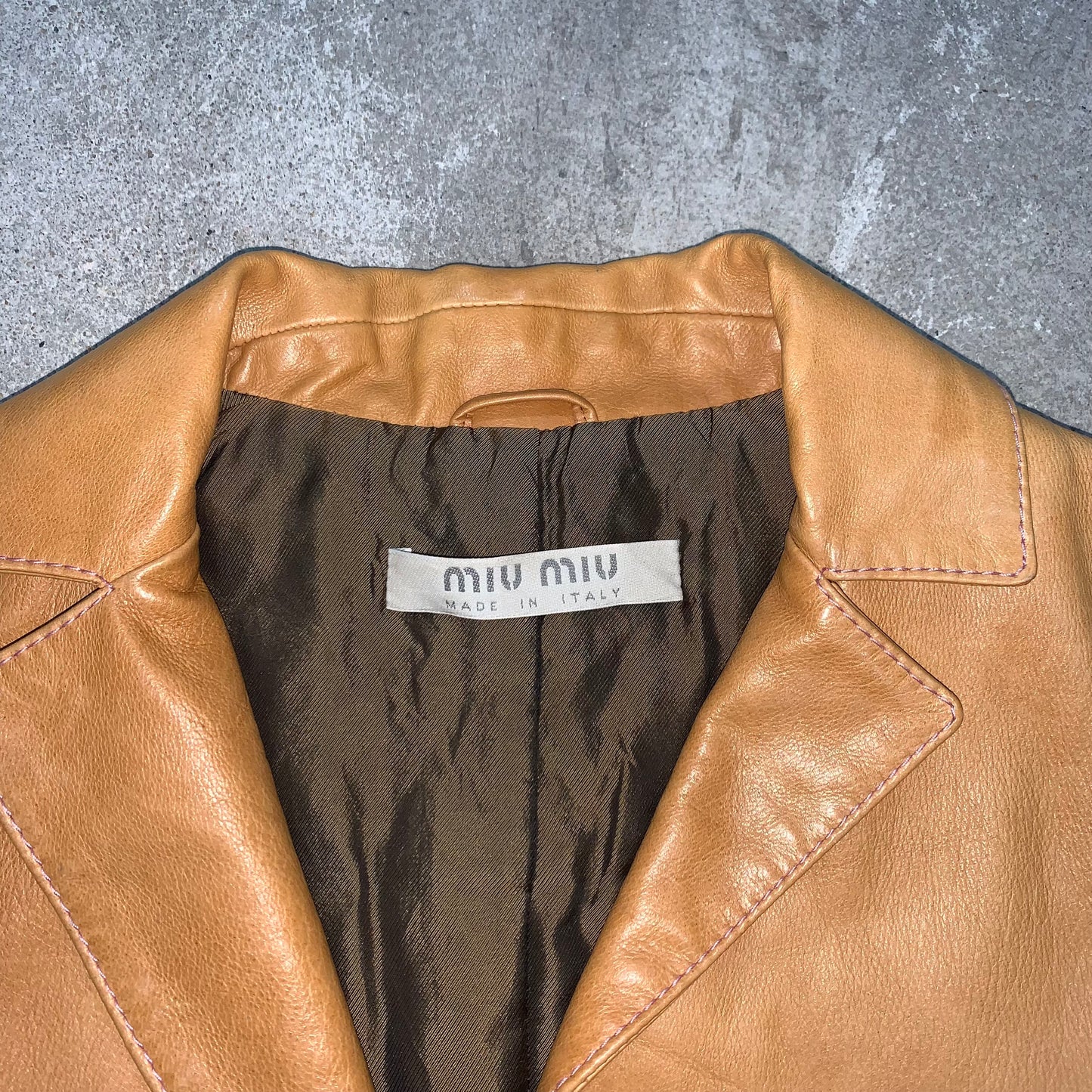 MIU MIU TAN LEATHER JACKET