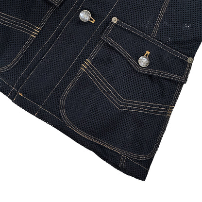 GAULTIER JEAN’S BLACK MESH ORANGE STITCH JACKET