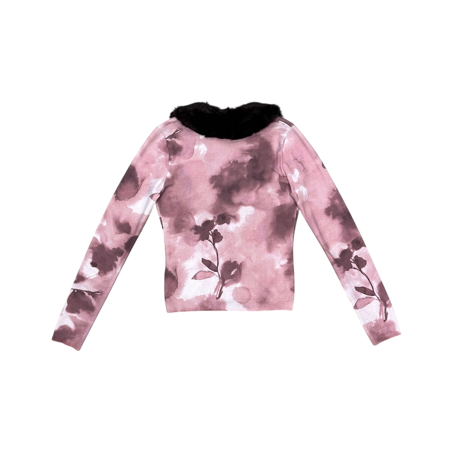 BLUMARINE PINK ROSE PRINTED CARDIGAN SET