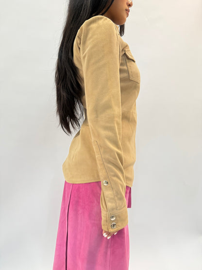 DOLCE & GABBANA BEIGE SUEDE SHIRT