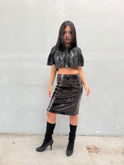 MOSCHINO BLACK SEQUIN SKIRT
