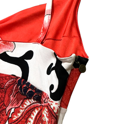 JUST CAVALLI RED & BLACK FLOWER TANK TOP
