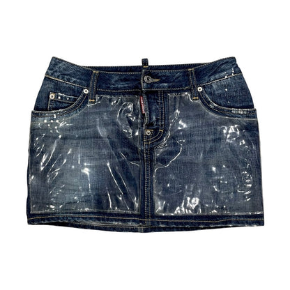 DSQUARED2 CLEAR VINYL DENIM MINI SKIRT