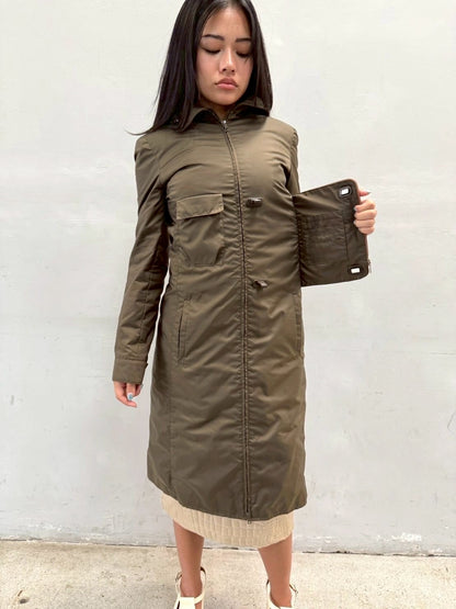 MIU MIU FW99 STASH POCKET NYLON TRENCH COAT