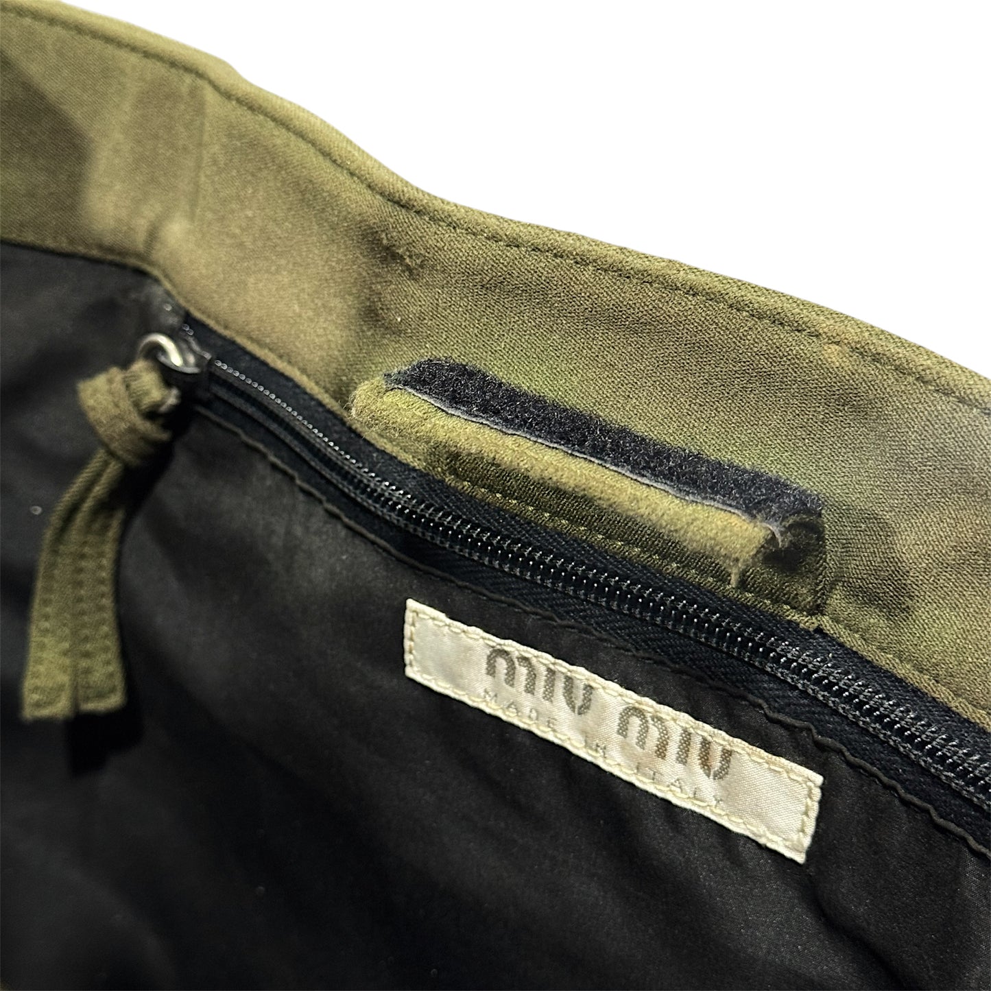 MIU MIU 2000S GREEN NEOPRENE TOTE BAG