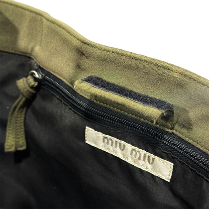 MIU MIU 2000S GREEN NEOPRENE TOTE BAG