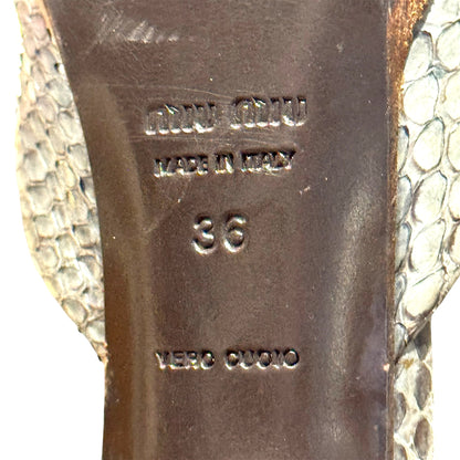 MIU MIU GREEN SNAKE SKIN HEELS