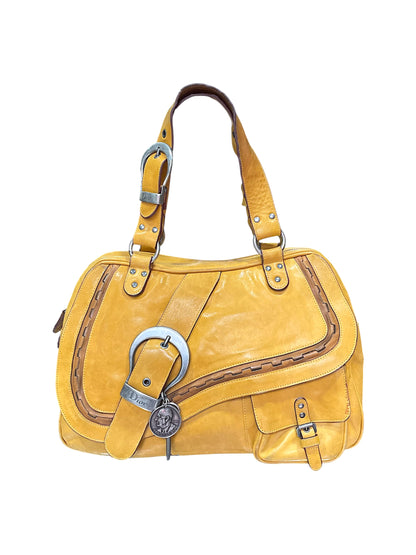 CHRISTAIN DIOR YELLOW GAUCHO DOUBLE SADDLE BAG