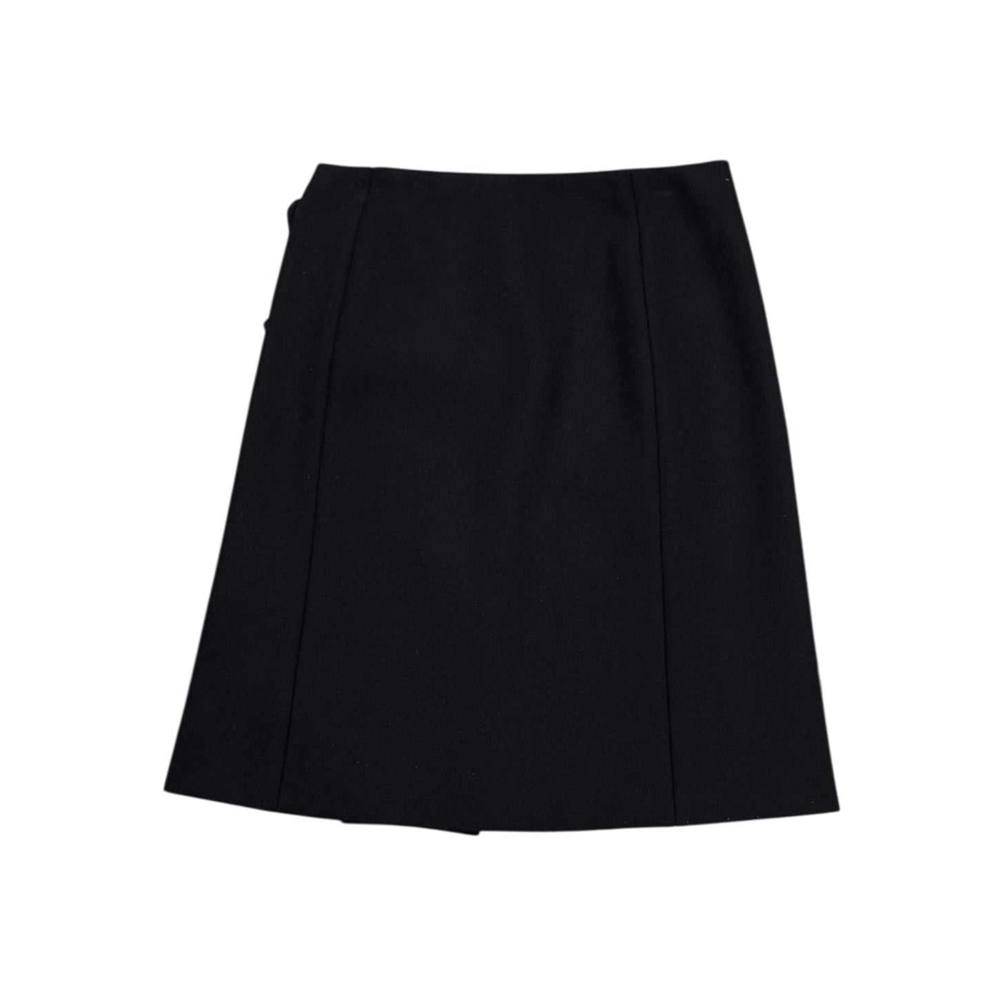 PRADA BUCKLED WOOL BLACK SKIRT