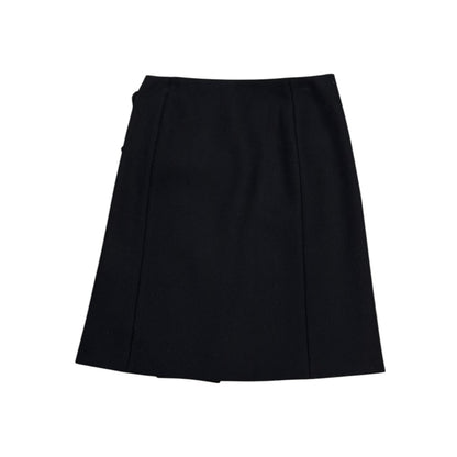 PRADA BUCKLED WOOL BLACK SKIRT