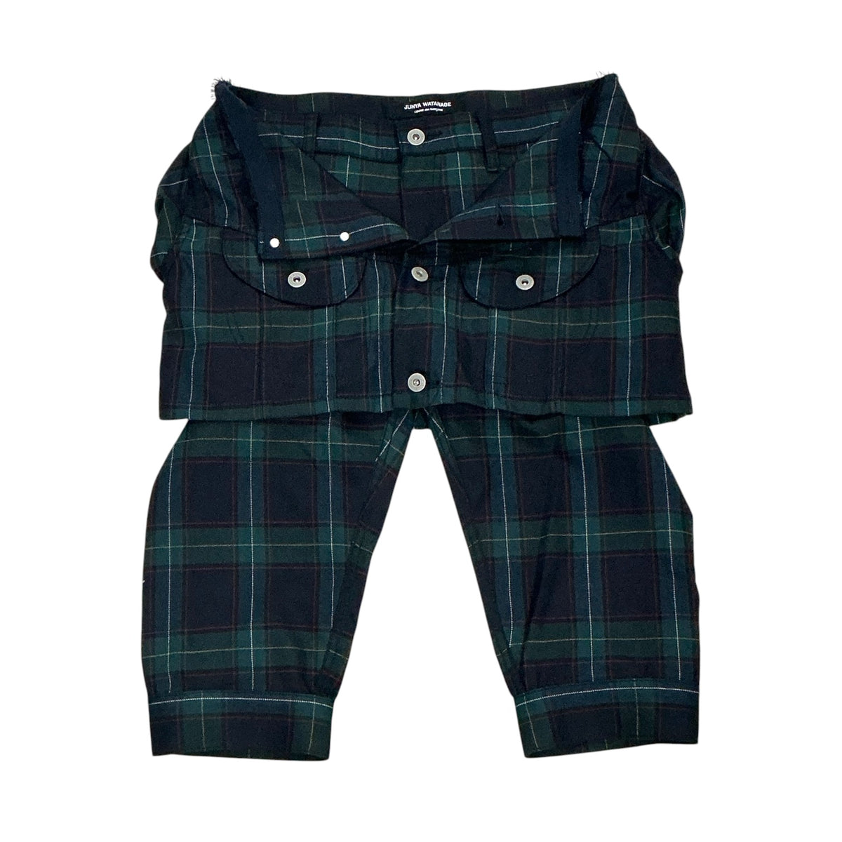 JUNYA WATANABE SS2006 DOUBLE LAYERED PLAID WOOL PANTS
