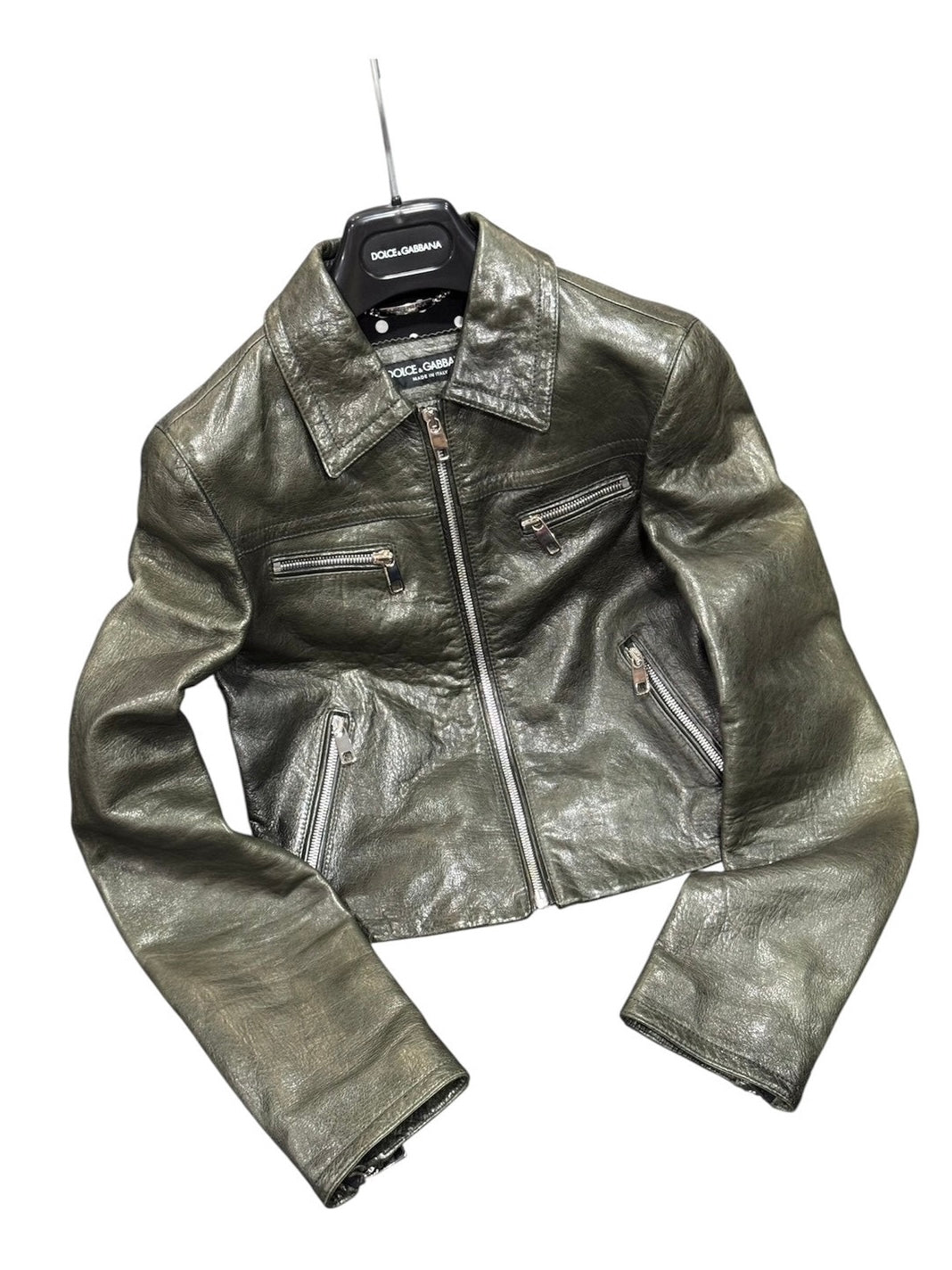 DOLCE & GABBANA GREEN LEATHER JACKET