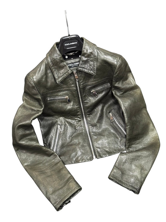 DOLCE & GABBANA GREEN LEATHER JACKET