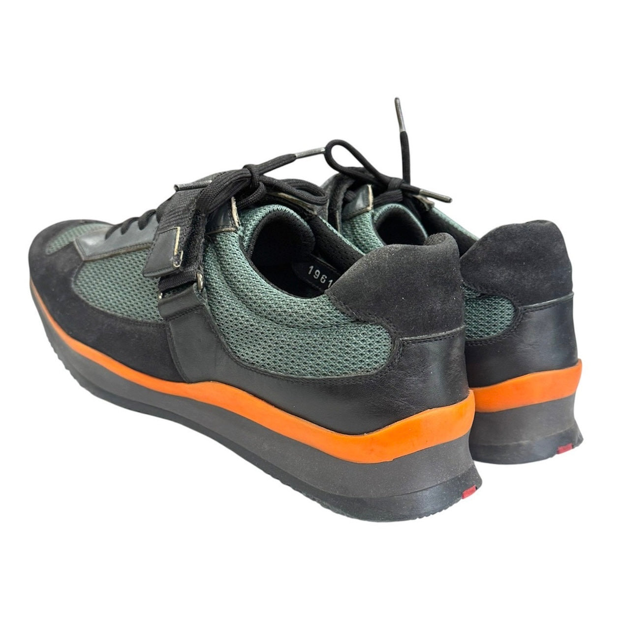 PRADA GREEN ORANGE BUCKLED SNEAKER