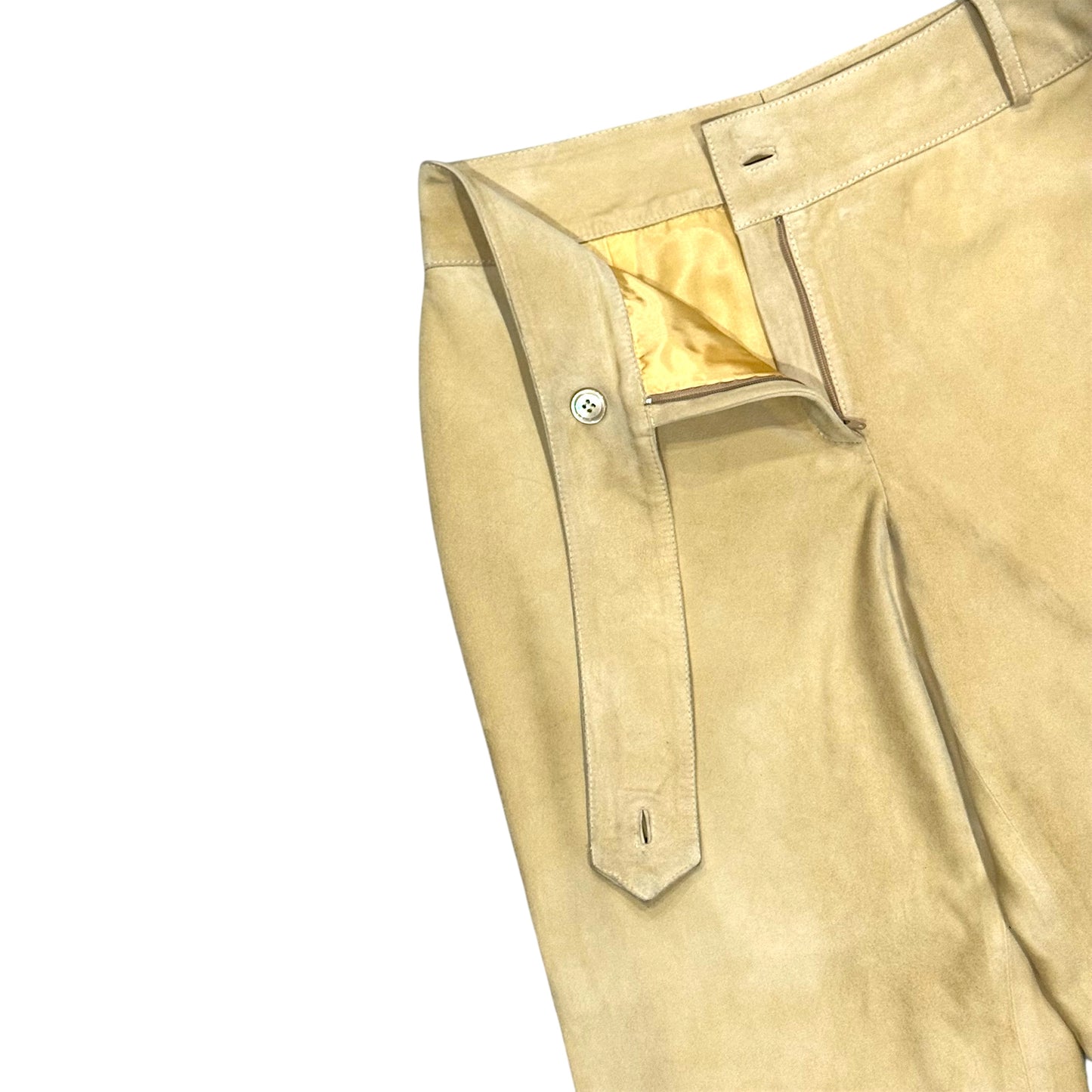 VALENTINO BUCKLED SUEDE LEATHER PANTS