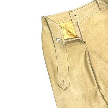 VALENTINO BUCKLED SUEDE LEATHER PANTS