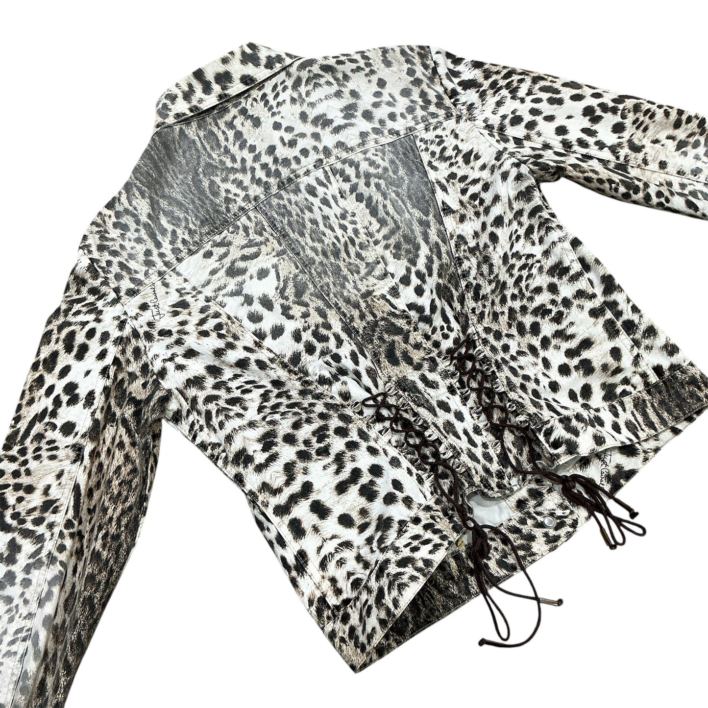 JUST CAVALLI 2000S LEOPARD LACE UP JACKET
