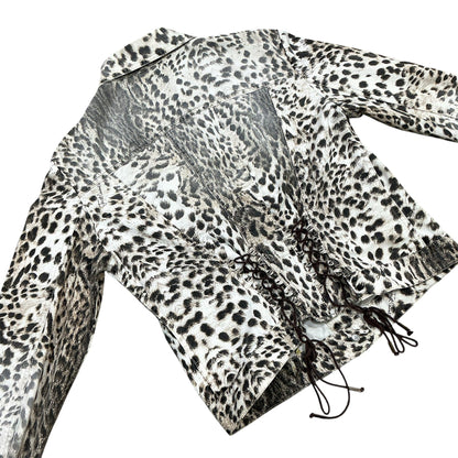 JUST CAVALLI 2000S LEOPARD LACE UP JACKET