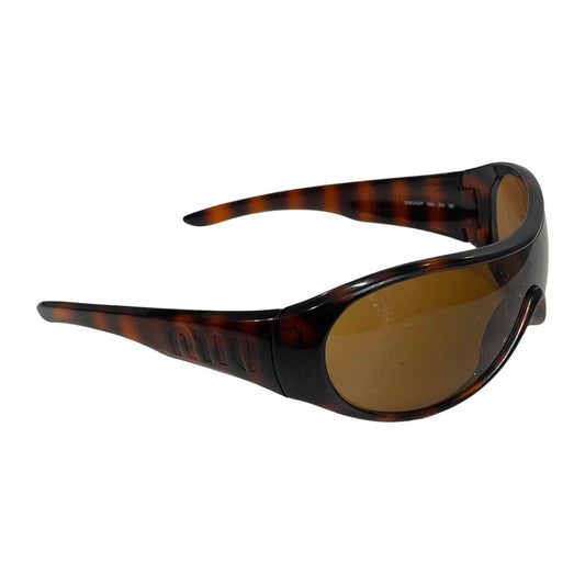 MIU MIU TORTOISESHELL WRAPAROUND SUNGLASSES