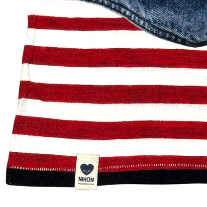 PAUL SMITH DENIM & SCARF OVER PRINTED T-SHIRT