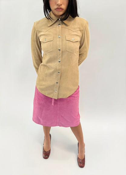 DOLCE & GABBANA BEIGE SUEDE SHIRT