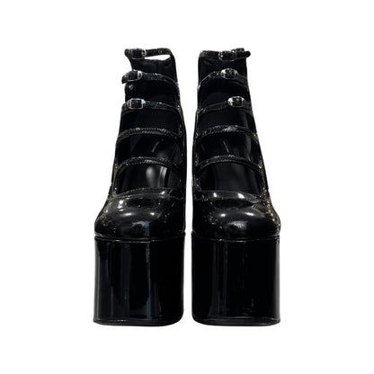 MARC JACOB BLACK KIKI PATENT LEATHER ANKLE BOOTS