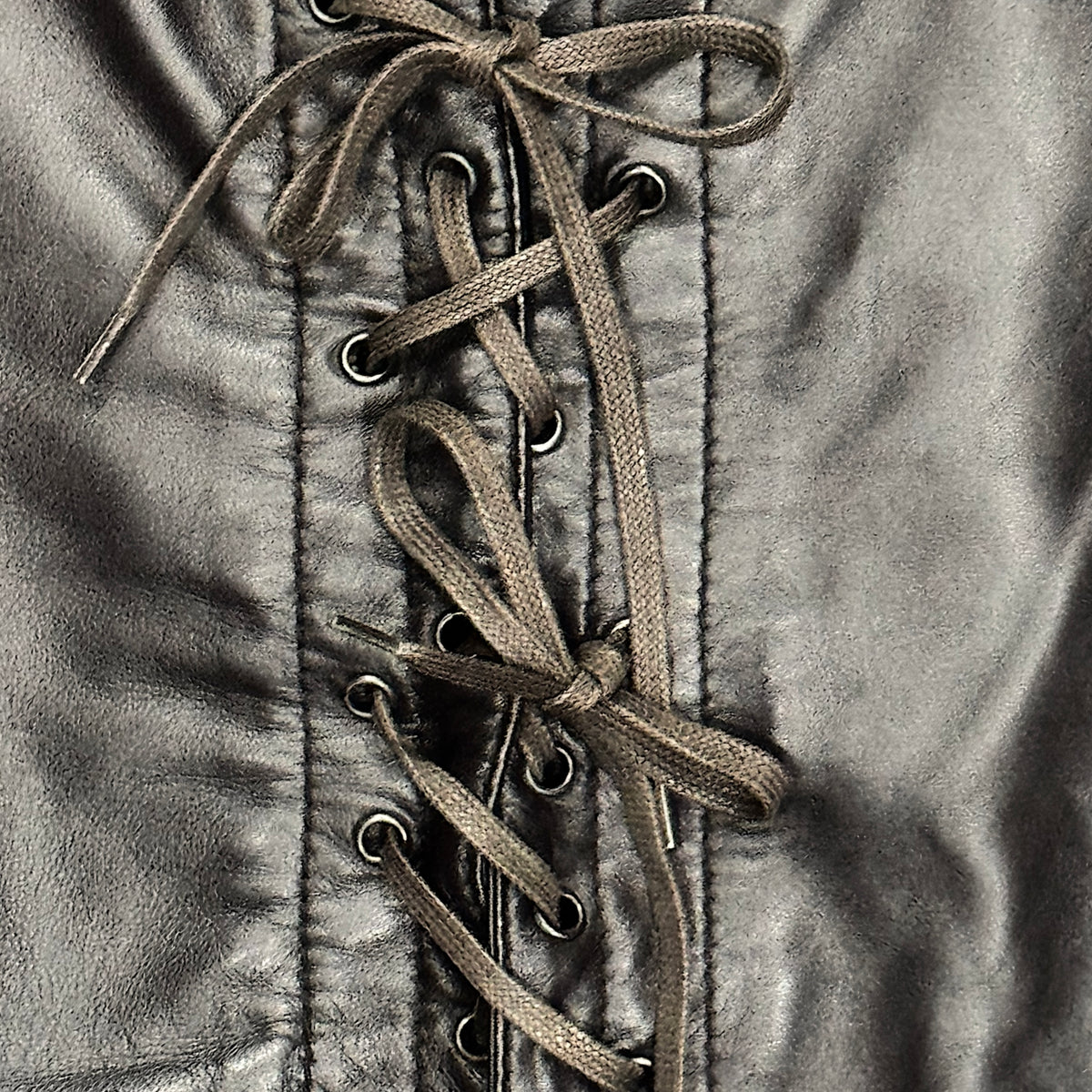 DIRK BIKKEMBERGS BROWN LACE UP LEATHER SKIRT