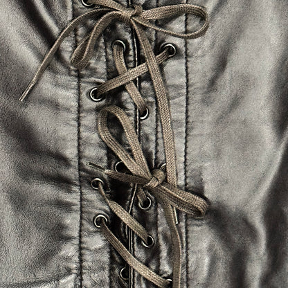 DIRK BIKKEMBERGS BROWN LACE UP LEATHER SKIRT