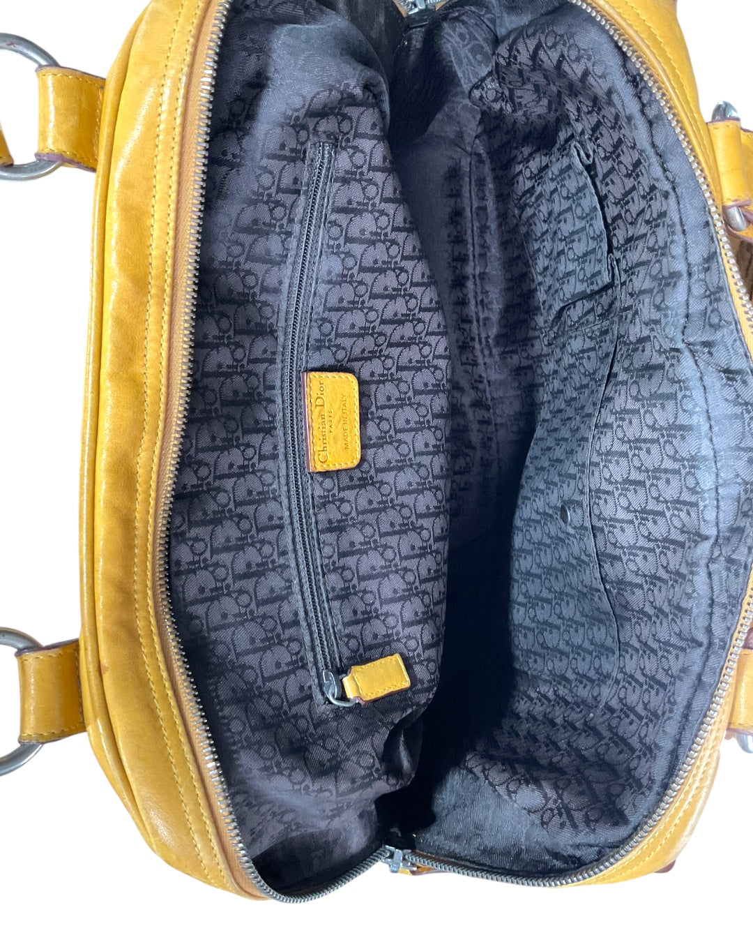 CHRISTAIN DIOR YELLOW GAUCHO DOUBLE SADDLE BAG