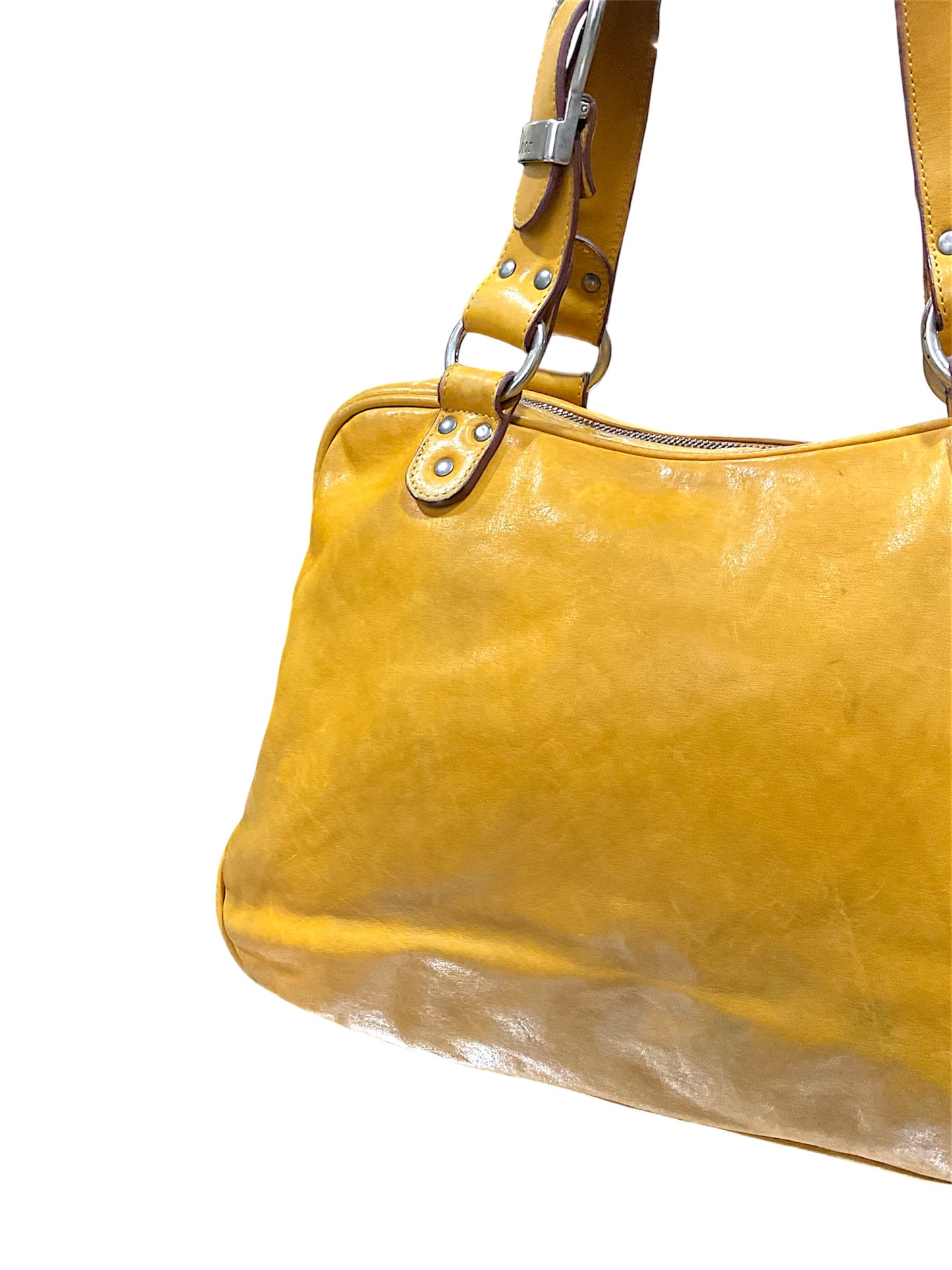 CHRISTAIN DIOR YELLOW GAUCHO DOUBLE SADDLE BAG