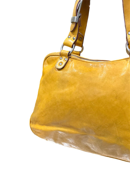 CHRISTAIN DIOR YELLOW GAUCHO DOUBLE SADDLE BAG