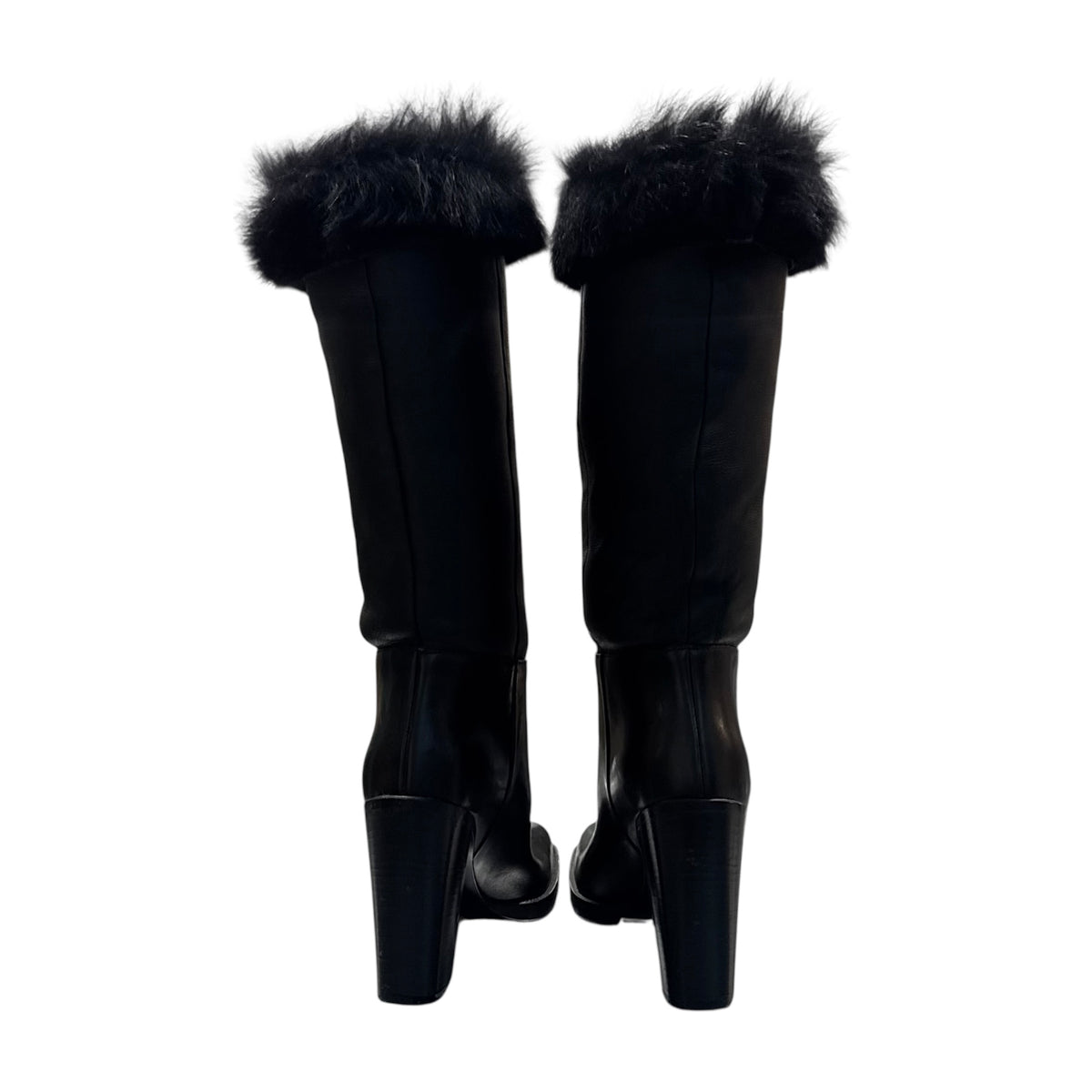 PRADA BLACK FUR HIGH BOOTS