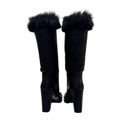 PRADA BLACK FUR HIGH BOOTS