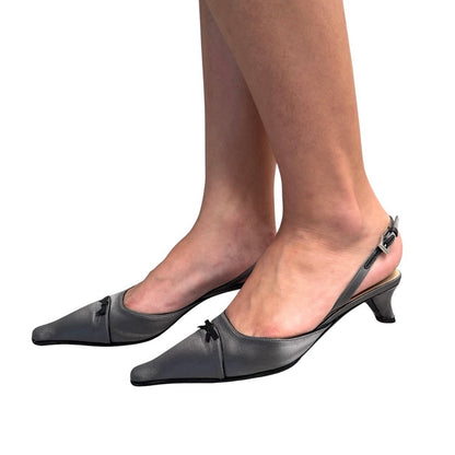 PRADA SILK SLIVER SLINGBACK HEELS