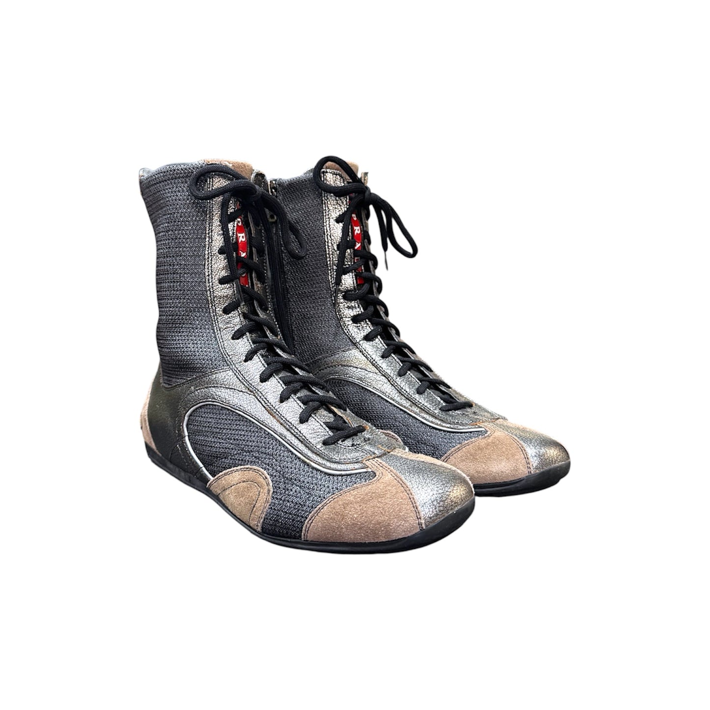 PRADA SPORT SILVER BOXING SNEAKERS