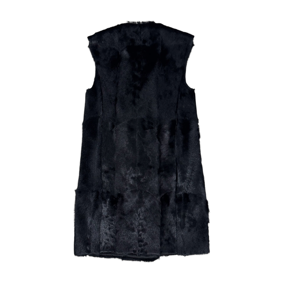 PRADA SPORT 2009 BLACK GOAT FUR LONG  GILET COAT