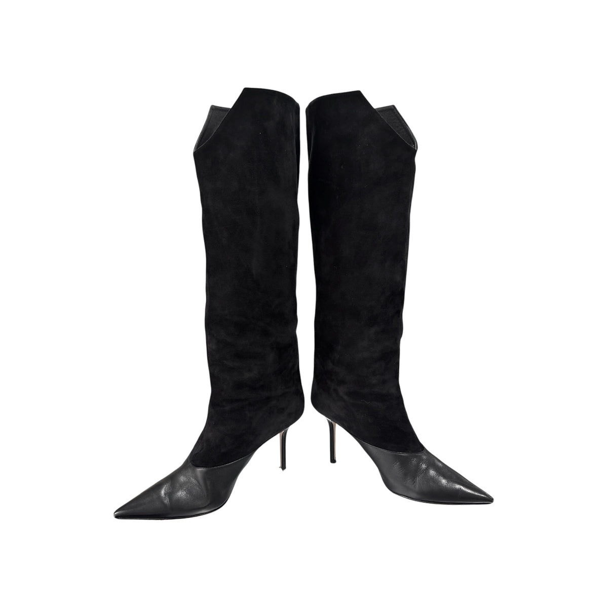 JIMMY CHOO BLACK SUEDE LEATHER KNEE-HIGH BOOTS
