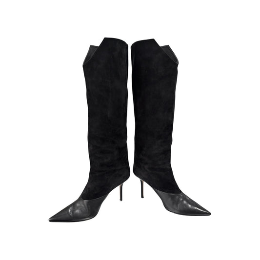 JIMMY CHOO BLACK SUEDE LEATHER KNEE-HIGH BOOTS