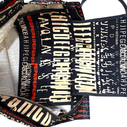 JEAN PAUL GAULTIER JPG SCRIPT LOGO ALL-OVER PRINT TOTE BAG