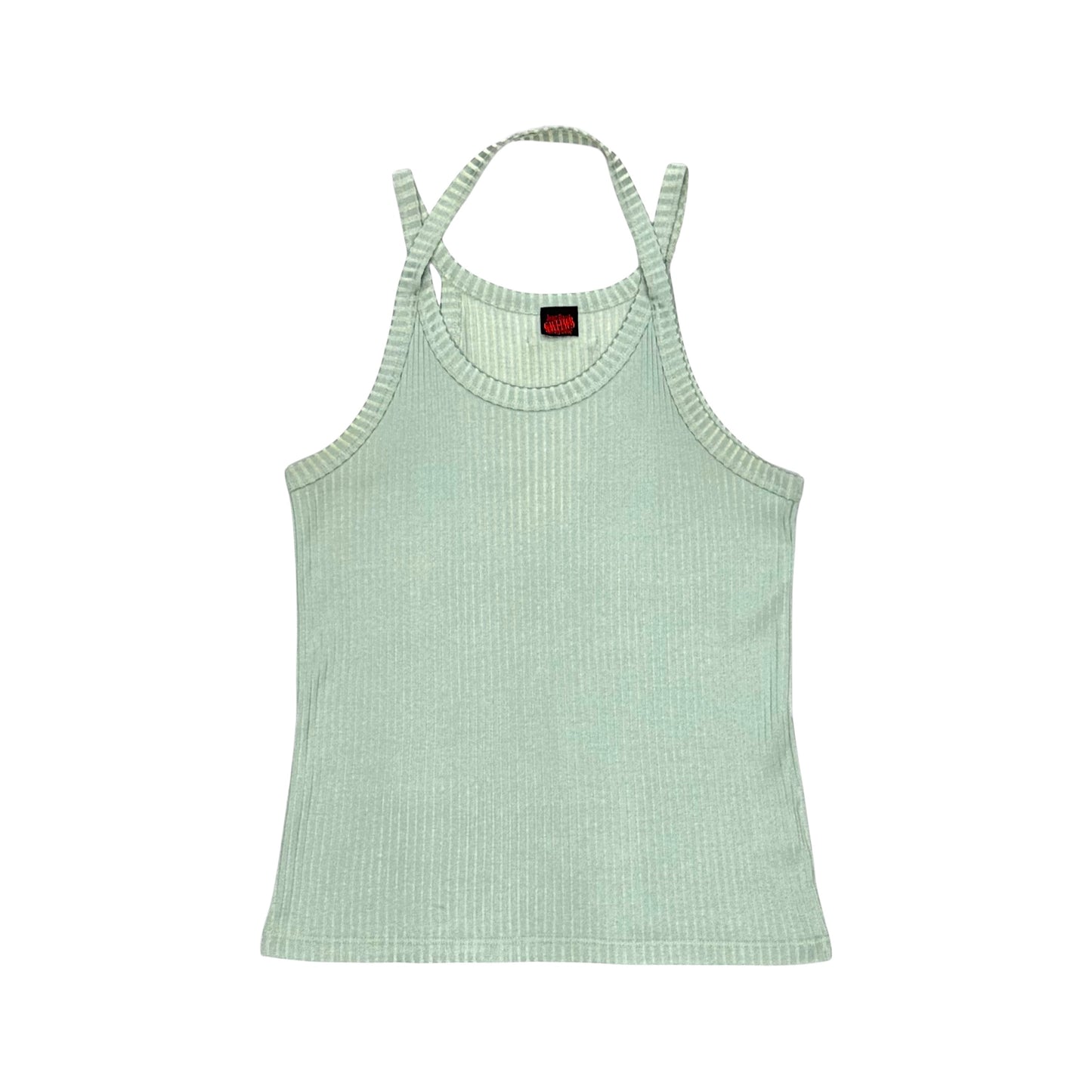 JEAN PAUL GAULTIER MINT RIBBED HALTER TANK TOP