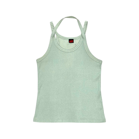 JEAN PAUL GAULTIER MINT RIBBED HALTER TANK TOP