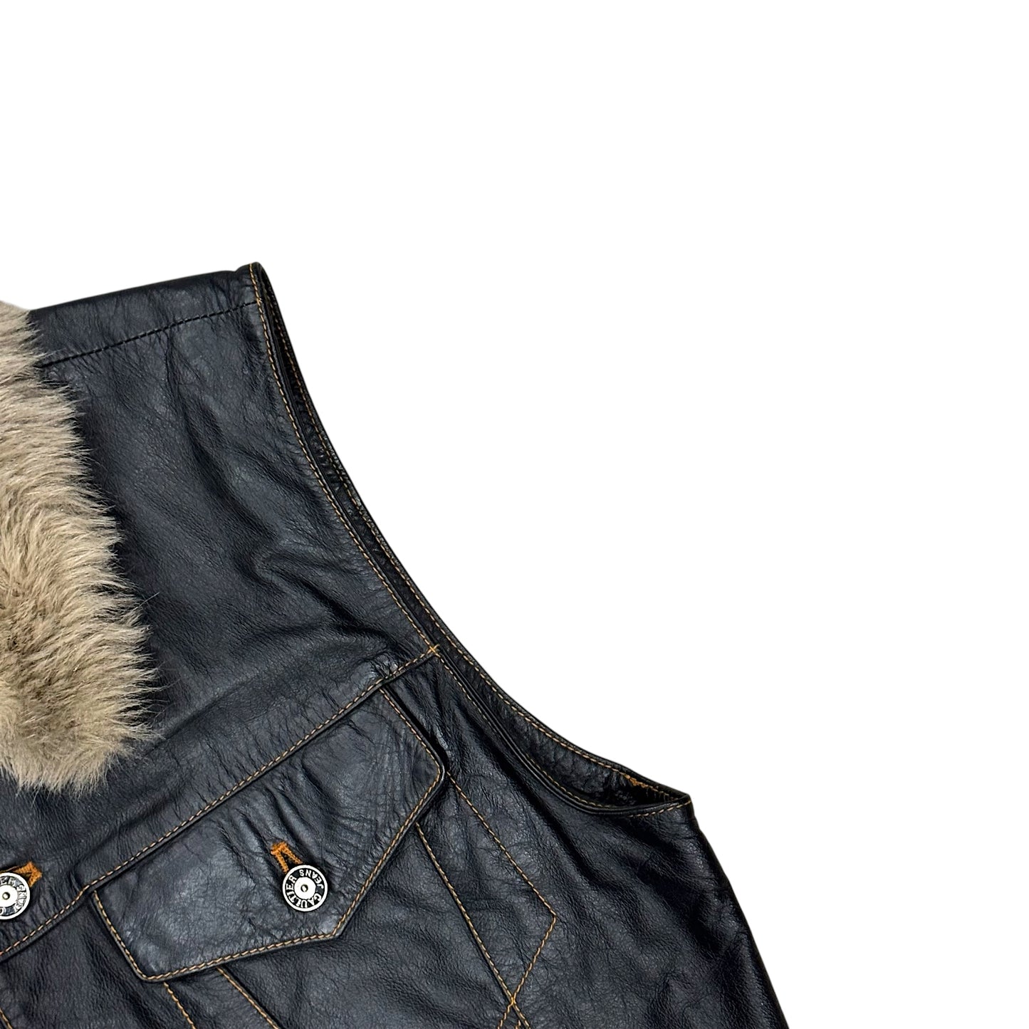 GAULTIER JEAN’S DARK BROWN LEATHER FUR VEST