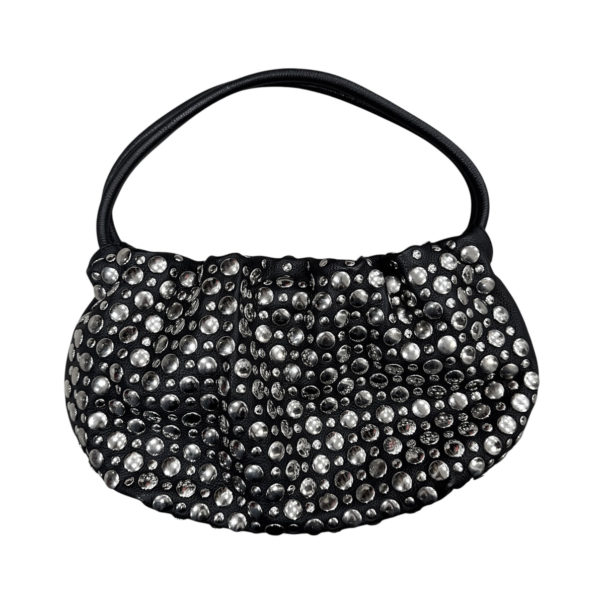SONIA RYKIEL BLACK LEATHER DOMINO STUDDED BAG