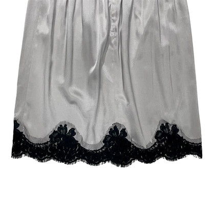 DOLCE & GABBANA GREY SILK LACE SKIRT