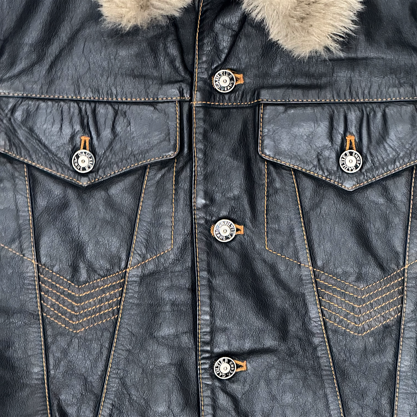 GAULTIER JEAN’S DARK BROWN LEATHER FUR VEST