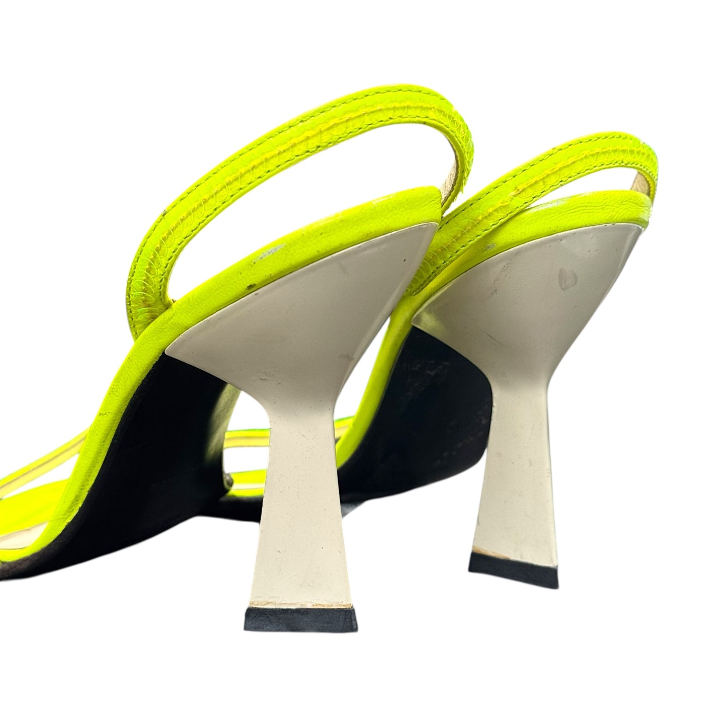 MIU MIU NEON PATENT LEATHER SEQUINS SLING BACK