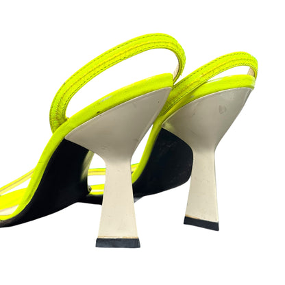 MIU MIU NEON PATENT LEATHER SEQUINS SLING BACK