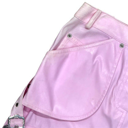 CHRISTIAN DIOR BY JOHN GALLIANO SS2003 PINK BUCKLED LEATHER SKIRT