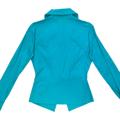 VIVIENNE WESTWOOD PLEATED TURQUOISE BLOUSE SHIRT