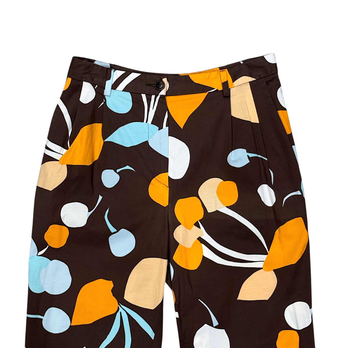 MIU MIU 2000S BROWN CHERRY PRINT PANTS